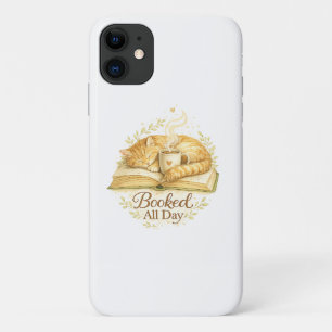 Booked All Day Cosy Cat Reading Watercolor iPhone 11 Case