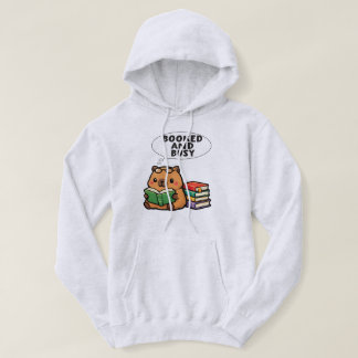 Booked and Busy Kawaii Capybara Reading Hoodie