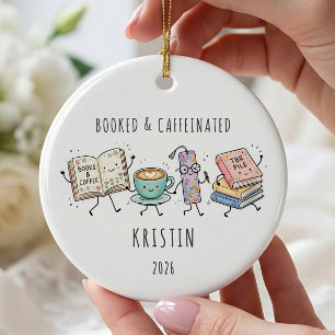 BOOKED & CAFFEINATED BOOK ORNAMENT