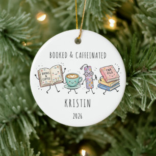 BOOKED & CAFFEINATED BOOK ORNAMENT