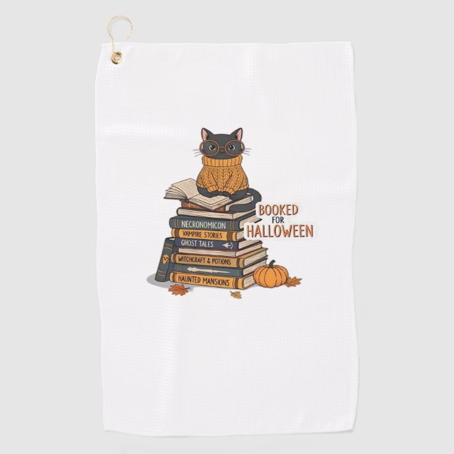 Booked For Halloween Cat Lover Classic T-Shirt Golf Towel (Front)