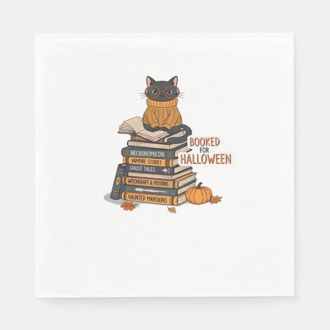 Booked For Halloween Cat Lover Classic T-Shirt Napkin (Front)