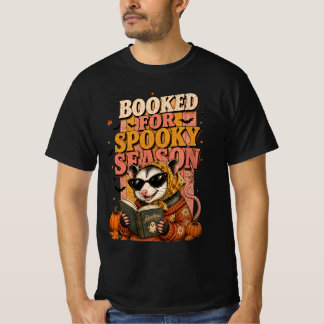 Booked for Spooky Season Cute Opossum Reading T-Shirt