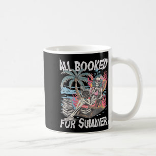 Booked for Summer Funny Skeleton Beach Reading Coffee Mug