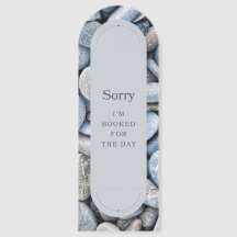 Booked for the day, blue pebbles