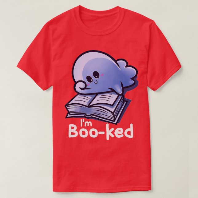 Booked Ghost Reading Book Ghosts Halloween Books R T-Shirt (Design Front)
