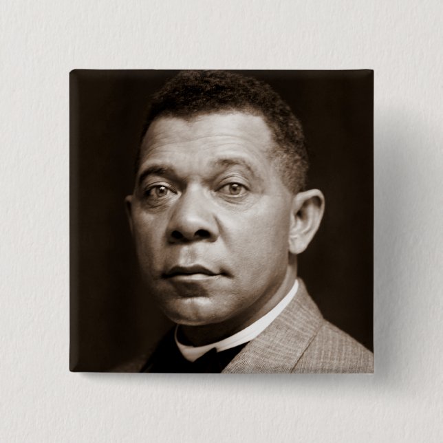 Booker Washington: African American Educator 15 Cm Square Badge (Front)