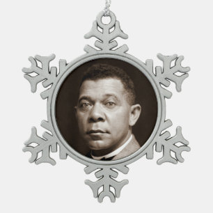 Booker Washington: African American Educator Snowflake Pewter Christmas Ornament