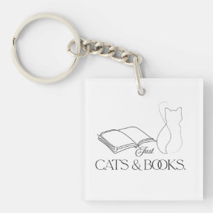 Bookful Cat Silhouette Reading Vibes Key Ring