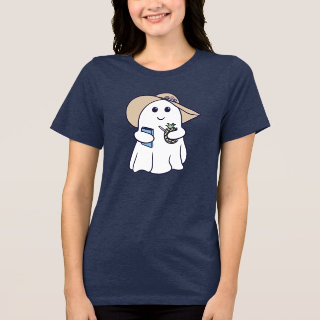 Bookish & Beachy Summerween Ghost T-Shirt Tri-Blend Shirt (Front)