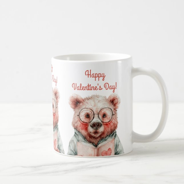Bookish Bear Valentine`s Day Coffee Mug (Right)