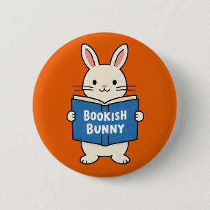 Bookish Bunny Reading Rabbit Book lover 6 Cm Round Badge