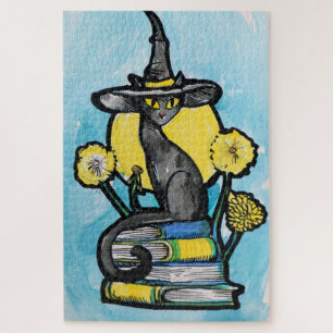 Bookish Cat Witch                                  Jigsaw Puzzle