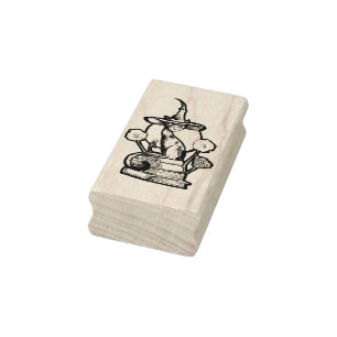 Bookish Cat Witch                                  Rubber Stamp