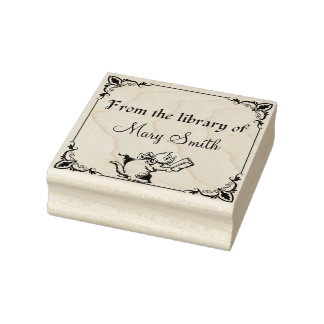 Bookish Cat | Wood Art Stamp for books