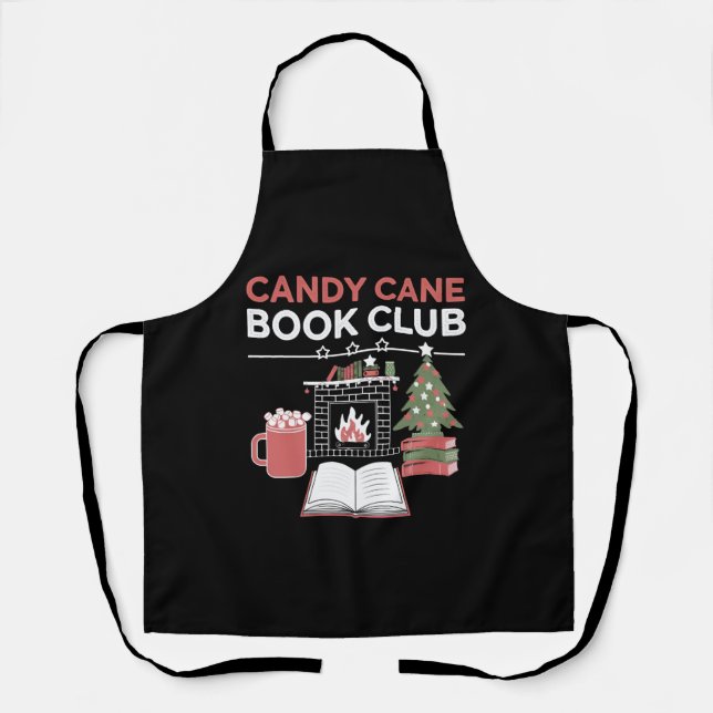 Bookish Christmas Candy Cane Book Club Bookish  Apron (Front)