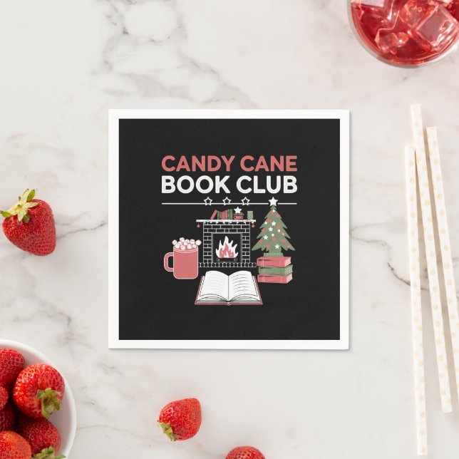 Bookish Christmas Candy Cane Book Club Bookish  Napkin (Insitu)