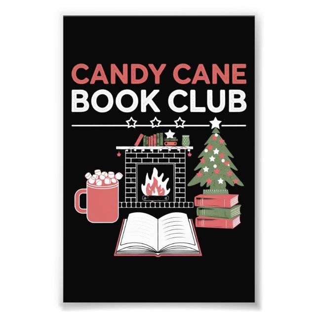 Bookish Christmas Candy Cane Book Club Bookish  Photo Print (Front)