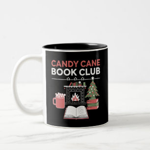 Bookish Christmas Candy Cane Book Club Bookish Two-Tone Coffee Mug