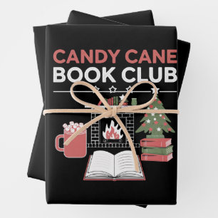 Bookish Christmas Candy Cane Book Club Bookish  Wrapping Paper Sheet