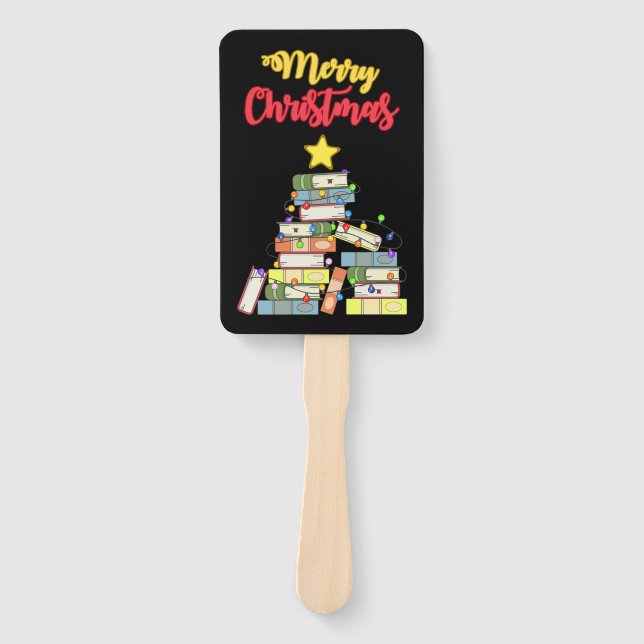 Bookish Christmas Tree I Hand Fan (Front)