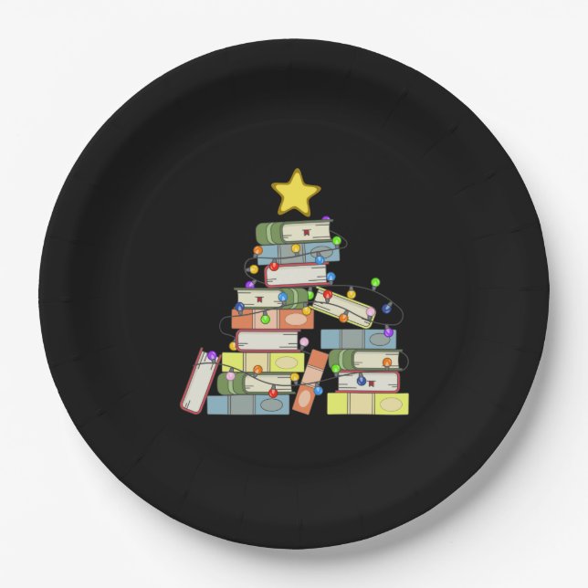 Bookish Christmas Tree I Paper Plate (Front)