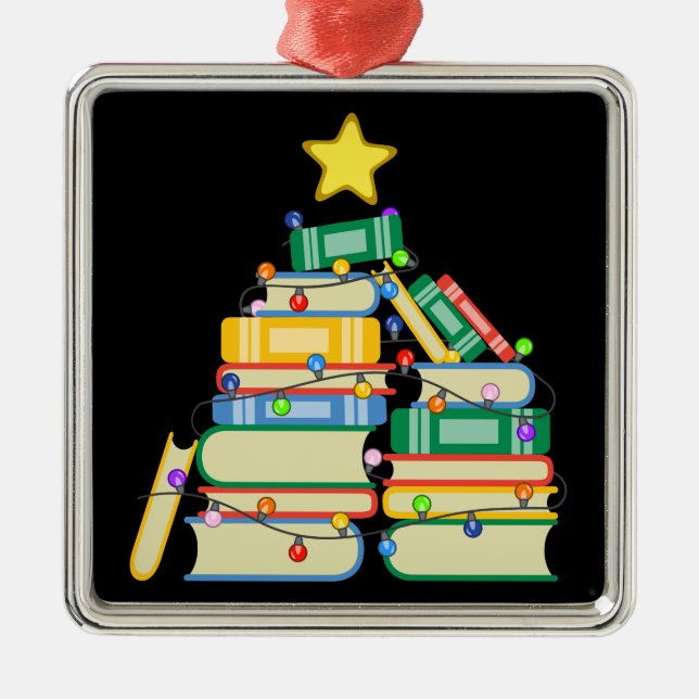Bookish Christmas Tree II Metal Tree Decoration (Front)