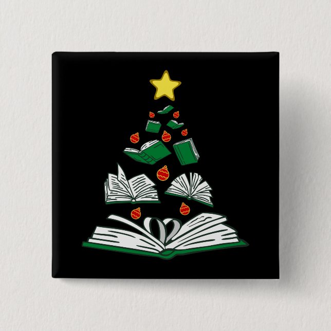 Bookish Christmas Tree III 15 Cm Square Badge (Front)