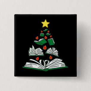 Bookish Christmas Tree III 15 Cm Square Badge