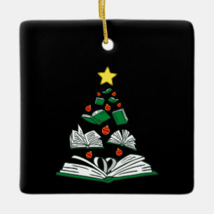 Bookish Christmas Tree III Ceramic Ornament