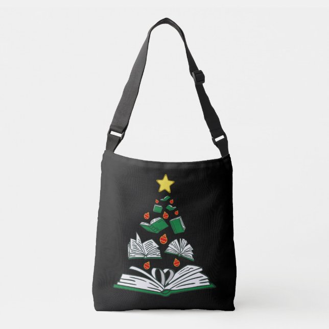 Bookish Christmas Tree III Crossbody Bag (Front)