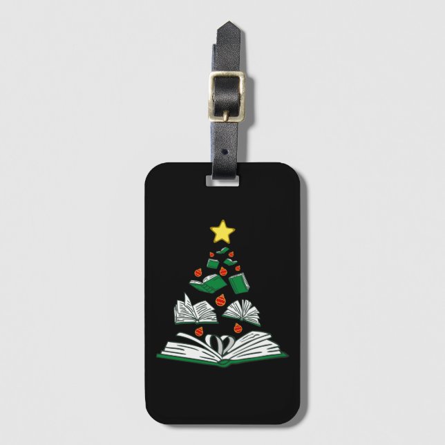 Bookish Christmas Tree III Luggage Tag (Front Vertical)