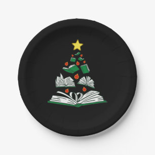 Bookish Christmas Tree III Paper Plate