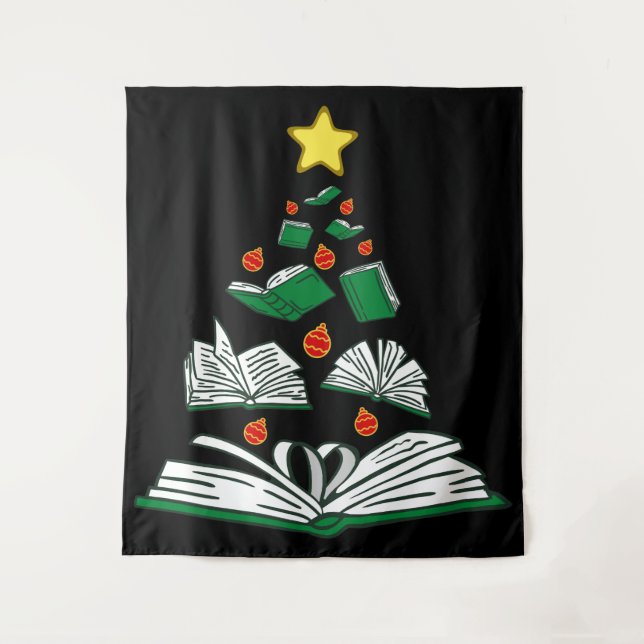Bookish Christmas Tree III Tapestry (Front)