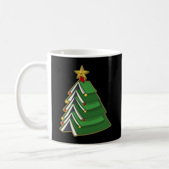 Bookish Christmas Tree IV Coffee Mug (Left)
