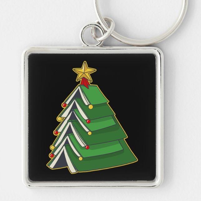 Bookish Christmas Tree IV Key Ring (Front)