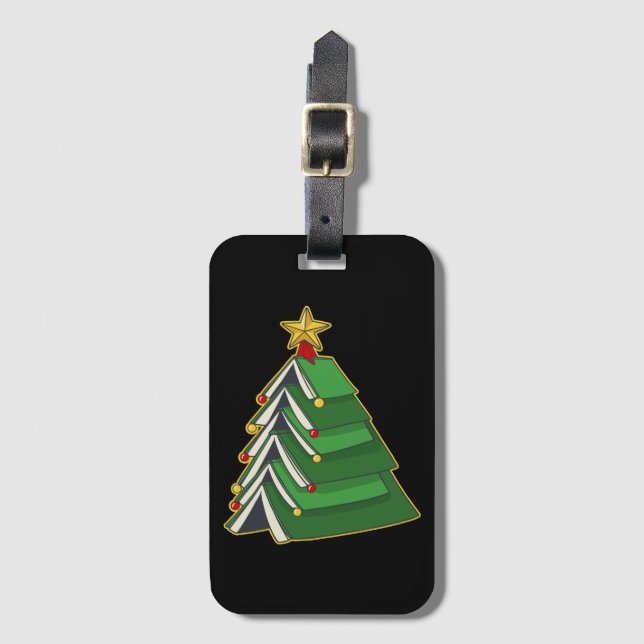 Bookish Christmas Tree IV Luggage Tag (Front Vertical)