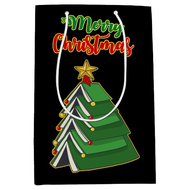 Bookish Christmas Tree IV Medium Gift Bag (Front)
