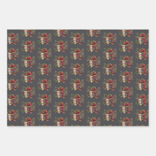 Bookish Christmas wrapping gift paper