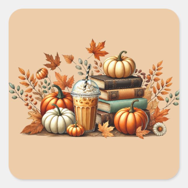 Bookish Fall Square Sticker (Front)