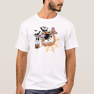 Bookish Ghost Reading on Pumpkin Moon Spooky Hallo T-Shirt