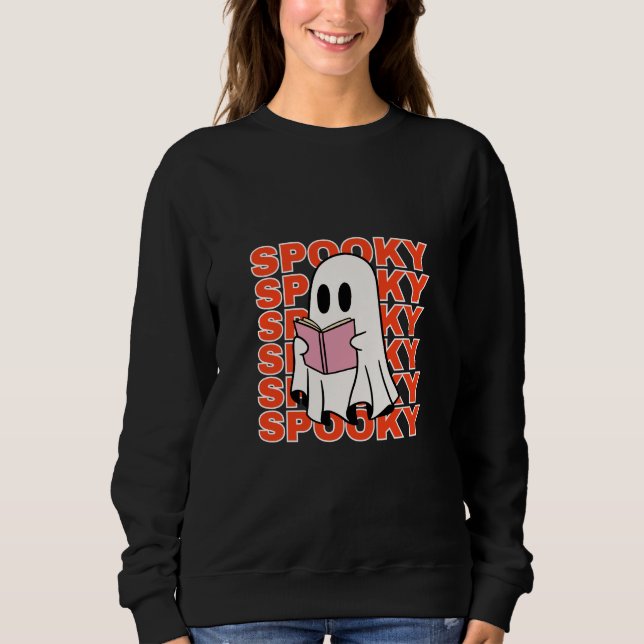 Bookish Ghost Reading – Spooky Season Sweatshirt (Front)