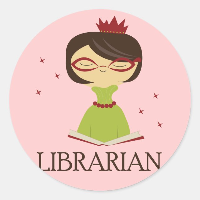 Bookish Librarian Library Gift Classic Round Sticker (Front)