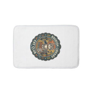 Bookish Library Cat POD Vector Art - Bookish Libra Bath Mat