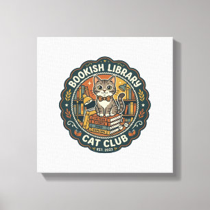 Bookish Library Cat POD Vector Art - Bookish Libra Canvas Print
