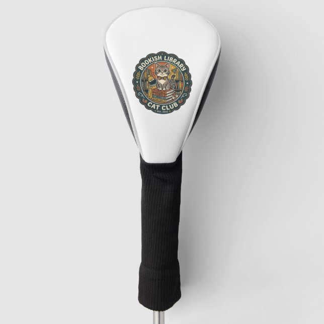 Bookish Library Cat POD Vector Art - Bookish Libra Golf Head Cover (Front)