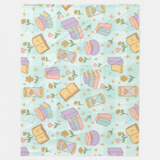 Bookish Magic Pastel Girl Green Fleece Blanket