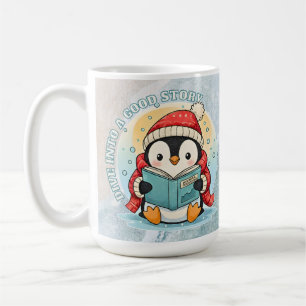 Bookish Penguin Adventure Large Coffee Tea Mug