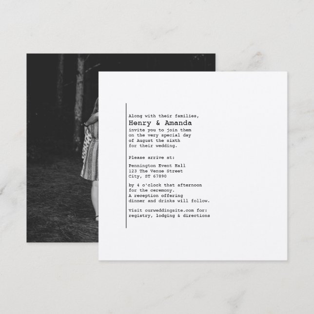 Bookish Photo Wedding Invitation (Front/Back)