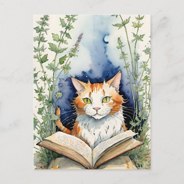 Bookish Reading Orange Cat                         Postcard (Front)